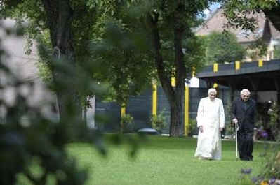 Pope Benedict XVI and his brother Monsignor Georg Ratzinger vacation in the Italian Alps
